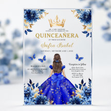 Floral Royal Butterfly Princesa Quinceanera