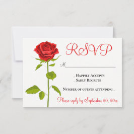 Floral RSVP Rosa vermelha Casamento Romântico Flor