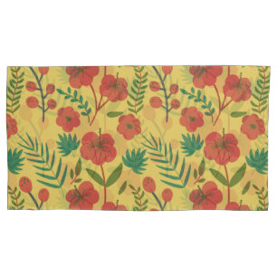 Floral, sem costura, flores amarelas vermelhas