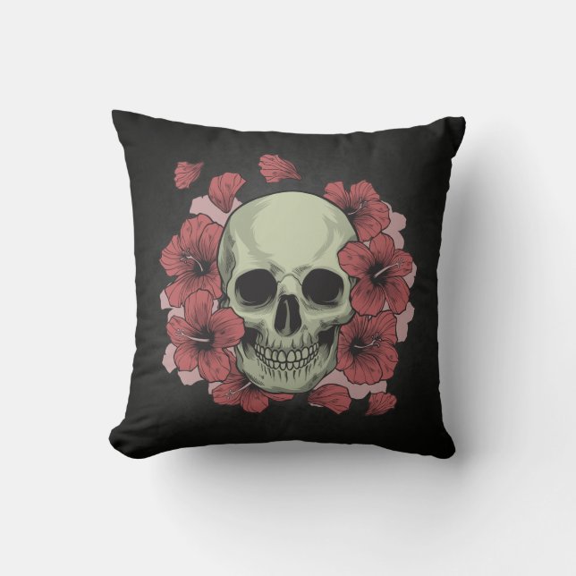 Floral Skull Dia de los Muertos | Almofadas Throw (Frente)