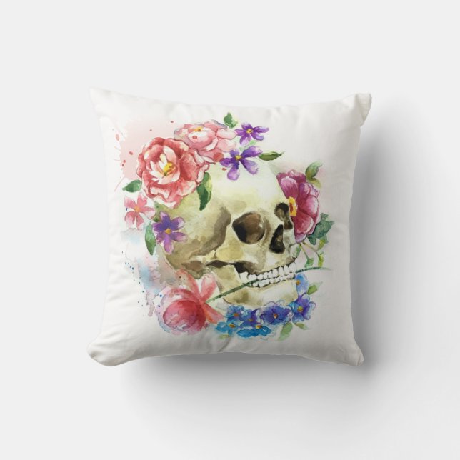 Floral Skull Dia de los Muertos | Almofadas Throw (Frente)