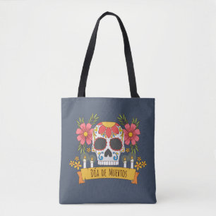 Floral Skull Dia de los Muertos   Bolsa Tote