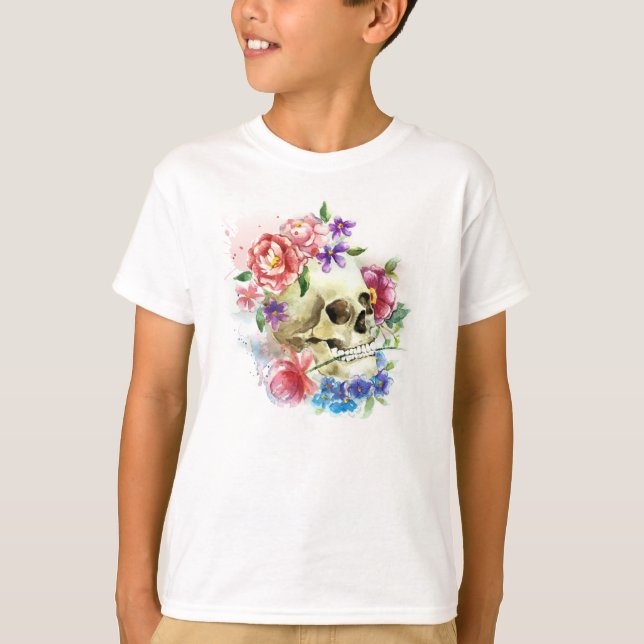 Floral Skull Dia de los Muertos | Camisa de Capa (Frente)