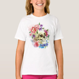 Floral Skull Dia de los Muertos Camisa de Capa