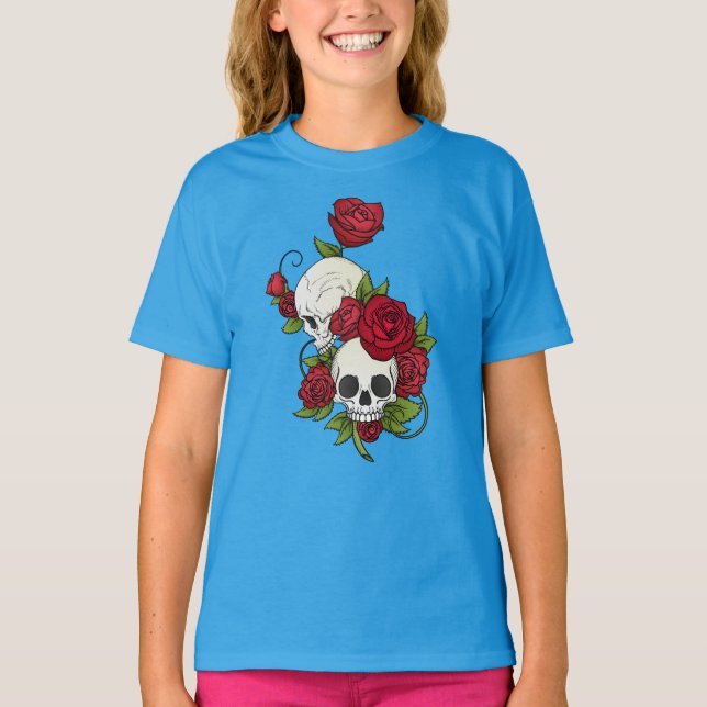 Floral Skulls Dia de los Muertos | Camisa Capa (Frente)