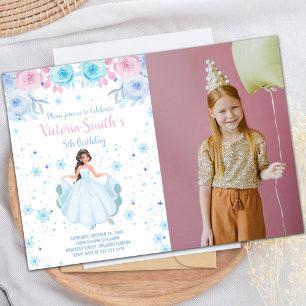 Floral Snow Falk Princess Birthday Convite