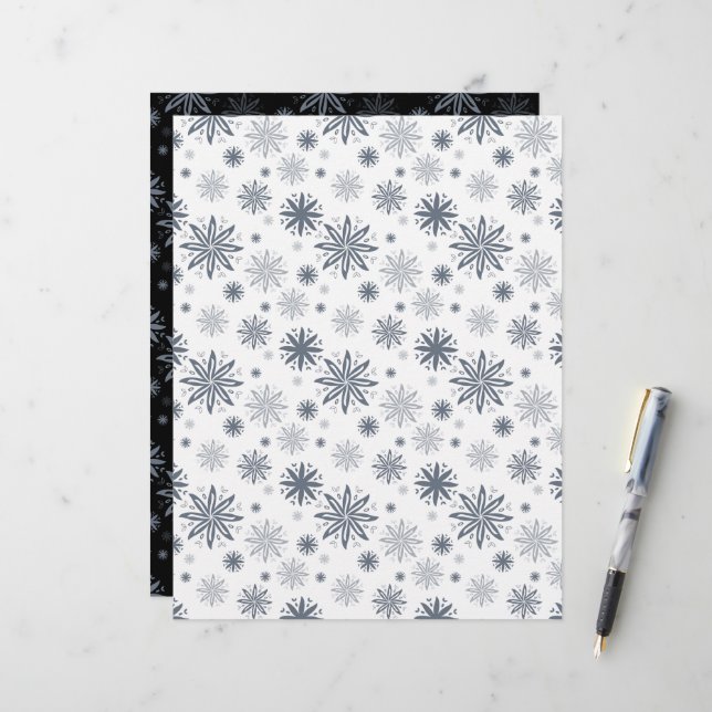Floral Snowflake White e Black Scrapbook (Frente/Verso In Situ)