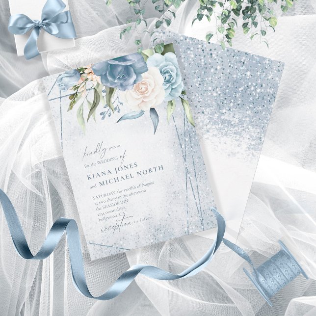 Floral Sparkles Wedding Dusty Blue ID889 (Criador carregado)