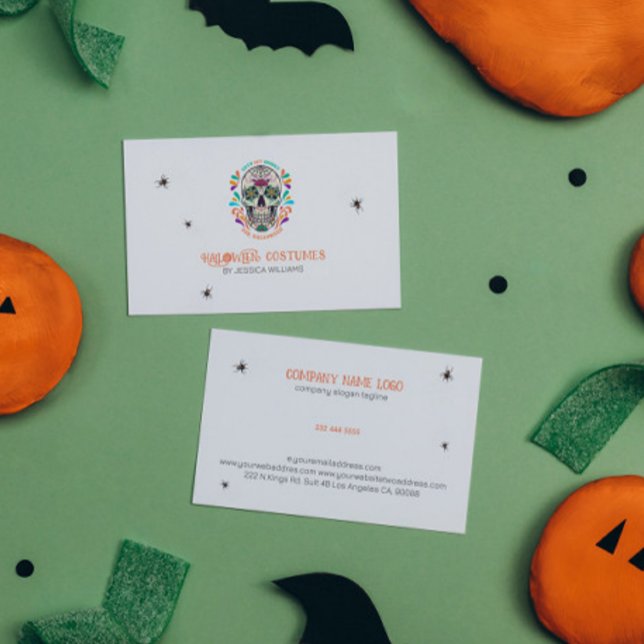 Floral Sugar Skull Burning Cartão de visita (Criador carregado)