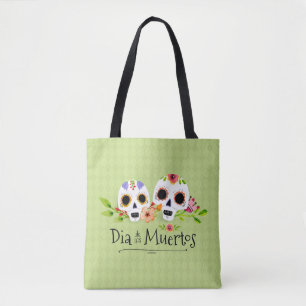 Floral Sugar Skulls Dia de Muertos Bolsa Tote