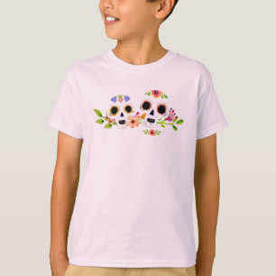 Floral Sugar Skulls Dia de Muertos   Camisa Capa