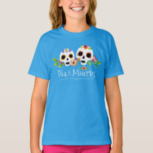 Floral Sugar Skulls Dia de Muertos Camisa Capa