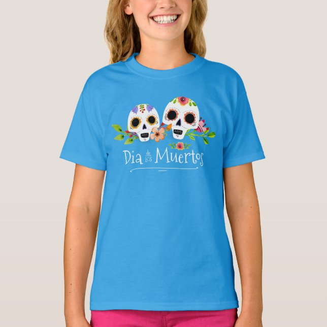 Floral Sugar Skulls Dia de Muertos | Camisa Capa (Frente)