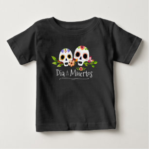 Floral Sugar Skulls Dia de Muertos   Camiseta