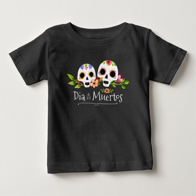 Floral Sugar Skulls Dia de Muertos | Camiseta (Frente)