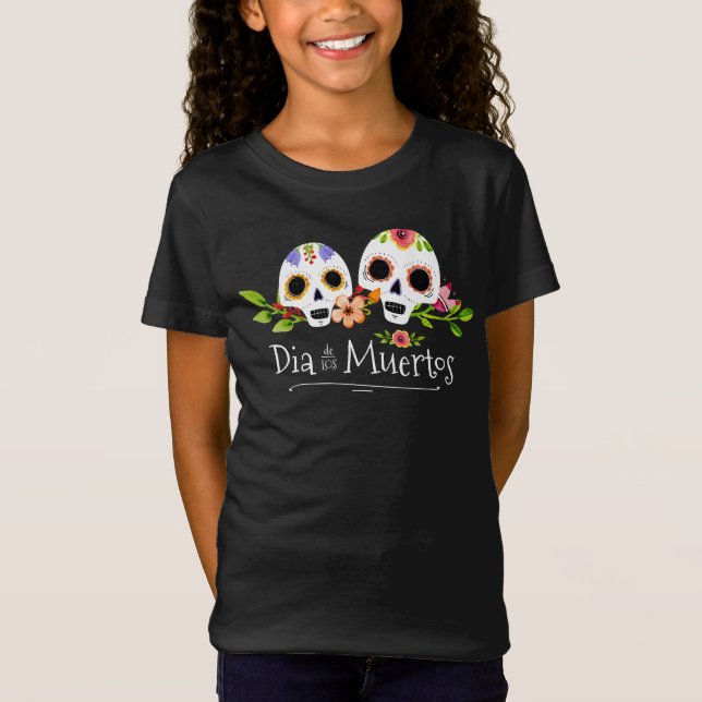 Floral Sugar Skulls Dia de Muertos | Camiseta (Frente)