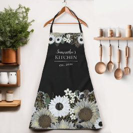 Floral Sunflower Women Name Apron