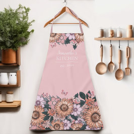 Floral Sunflower Women Name Apron