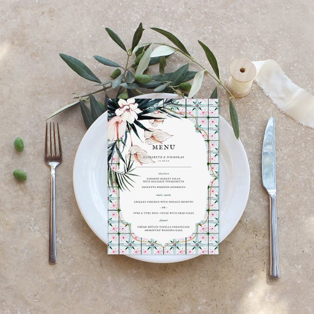 Floral Tiles | Moroccan Tropical Wedding Menu (Criador carregado)