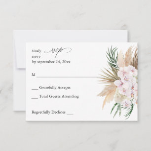 Floral Tropical Boho Verde sem Refeição RSVP 2