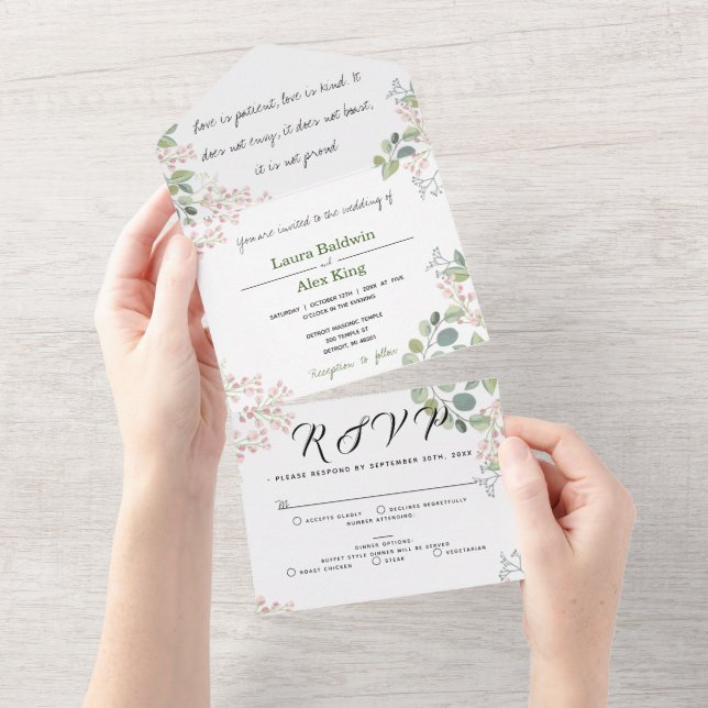 Floral - Tudo em um Convite de casamento (Tearaway)