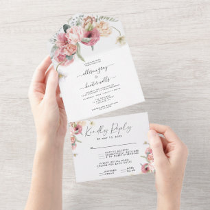 Floral Tudo Em Um Convite De Casamento
