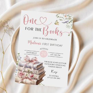 Floral Um para o Primeiro Convite de Aniversário d