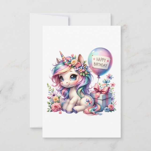 Floral Unicorn Birthday Joy (Frente)