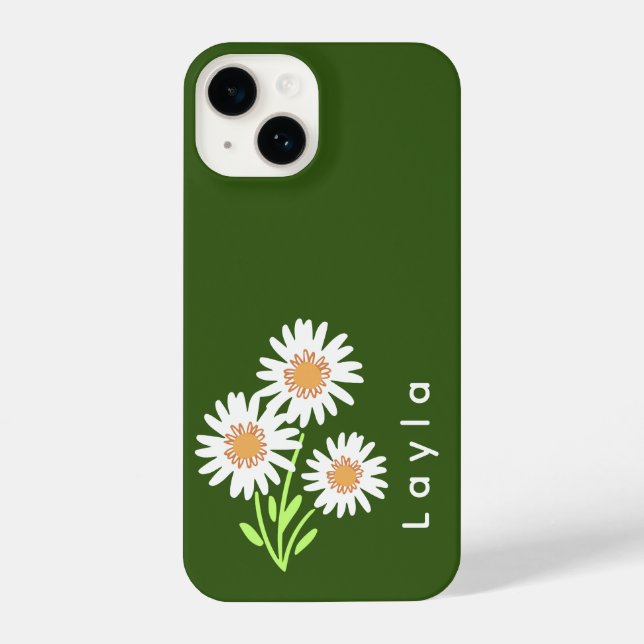 Floral Verde e Branco Moderno, com Monograma (Verso)
