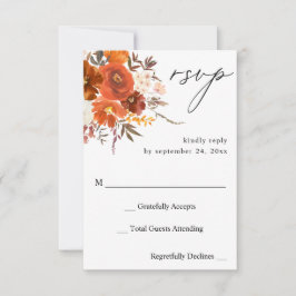 Floral vermelho e laranja sem RSVP de refeições