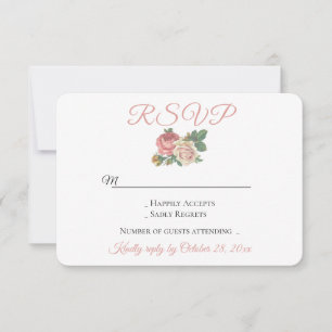 Floral Vintage Rosa Rosa RSVP Flor de Casamento Fe