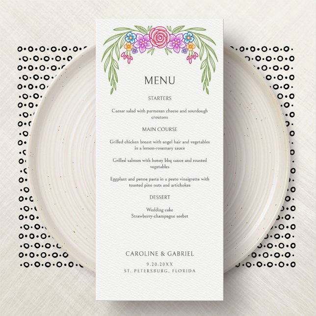 Floral Vivid Fiesta Wedding Menu (Criador carregado)