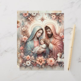 Floral Watercolor Baby Jesus Scrapbook Paper
