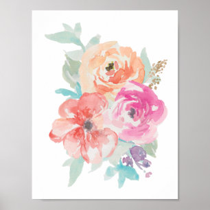 Floral Watercolor Bouquet Poster I