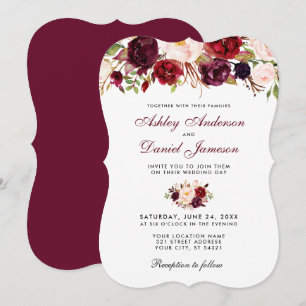 Floral Watercolor Burgundy Convite B
