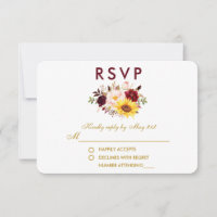 Floral Watercolor Burgundy Dourada RSVP