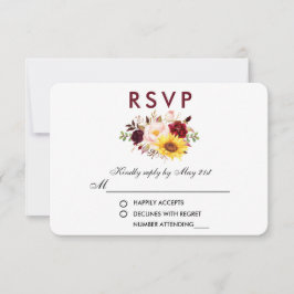 Floral Watercolor Burgundy Weding RSVP