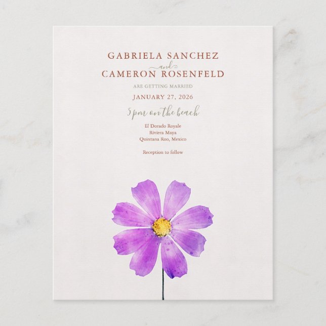Floral Watercolor Cosmos Daisy Terracotta Wedding (Frente)