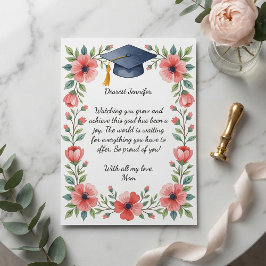 Floral Watercolor Daughter Graduation Poem Card