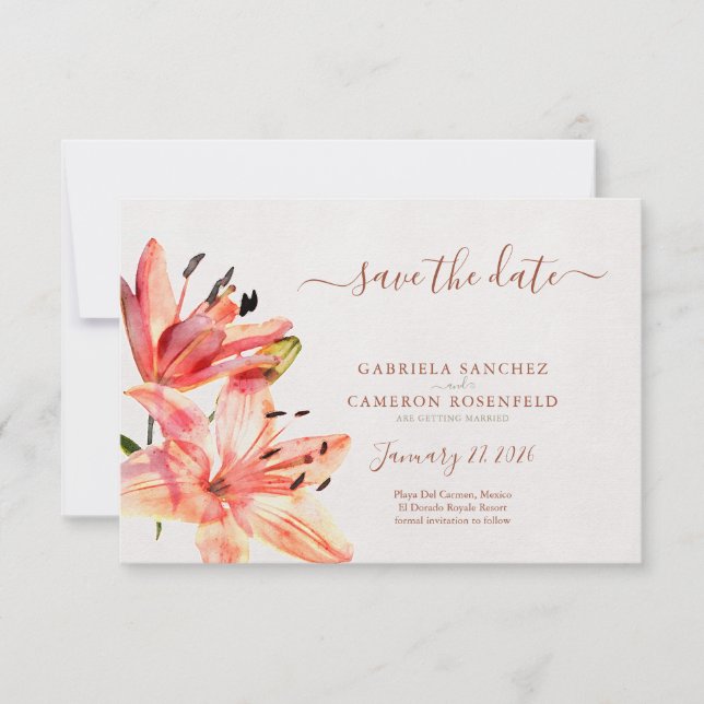 Floral Watercolor Lillies Terracotta (Frente)