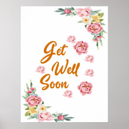 Floral Watercolor Obtenha Bem Logo Poster