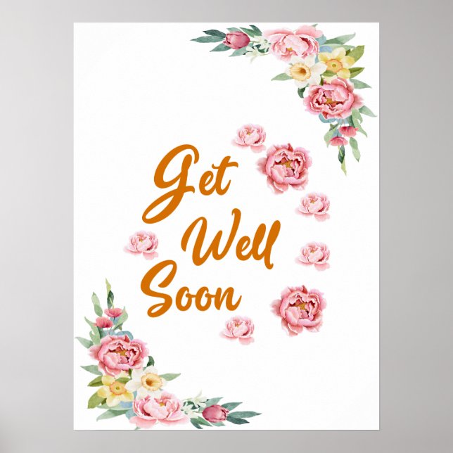 Floral Watercolor Obtenha Bem Logo Poster (Frente)