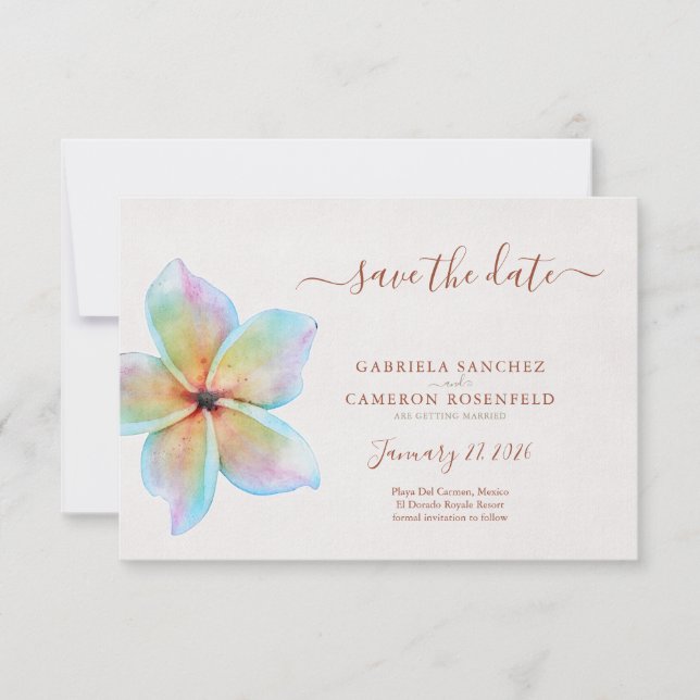 Floral Watercolor Plumeria Terracotta Wedding (Frente)
