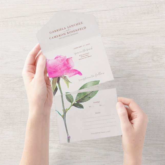 Floral Watercolor Rosa Terracotta Wedding (Aba destacável)