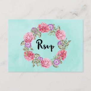 Floral Watercolor Wreath Weding RSVP
