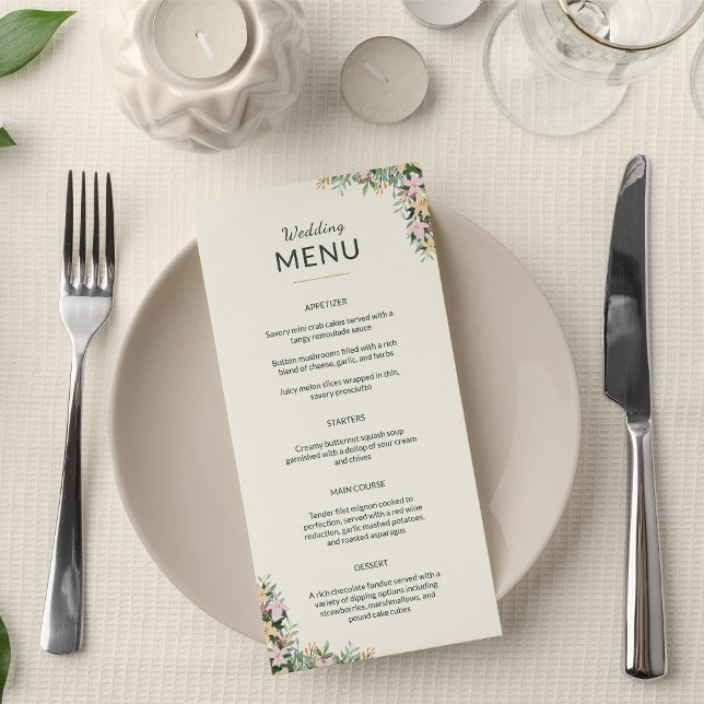 Floral wedding menu - boho style (Criador carregado)