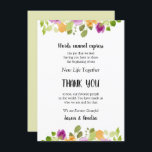 Floral Weding Setting Obrigado<br><div class="desc">Pequenas flores roxas e amarelas com sotaque de folhagem verde estes lugares agradecem-vos as notas. Perfeito para colocar em cima dos pratos no seu janto de ensaio de casamento ou recepção de casamento. Escolha Matte Finish (Concluir) se preferir papéis mais grossos. Consulte ITENS CORRESPONDENTES em nossa loja.</div>