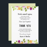 Floral Weding Setting Obrigado<br><div class="desc">Pequenas flores roxas e amarelas com sotaque de folhagem verde estes lugares agradecem-vos as notas. Perfeito para colocar em cima dos pratos no seu janto de ensaio de casamento ou recepção de casamento. Escolha Matte Finish (Concluir) se preferir papéis mais grossos. Consulte ITENS CORRESPONDENTES em nossa loja.</div>