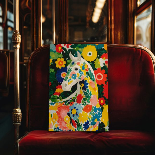 Floral White Horse Poster Print Wall Art (Criador carregado)