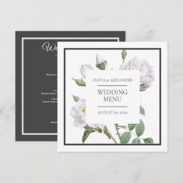 Floral White Roses Elegant Wedding Flat Menu Flat